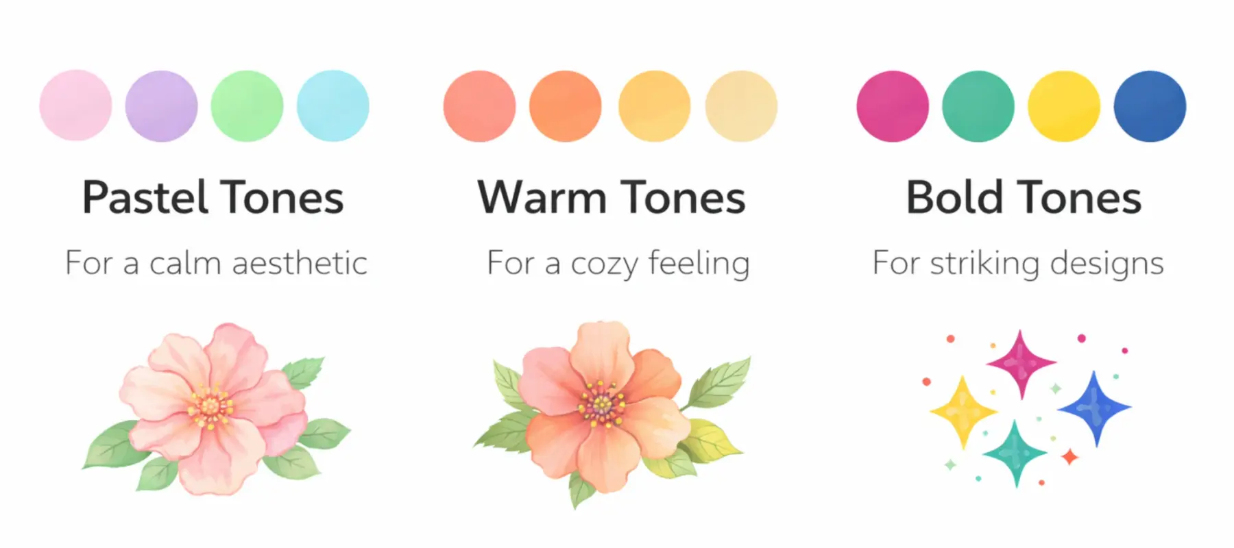 color palette ideas pastel warm bold tones flower coloring examples aesthetic coloring guide