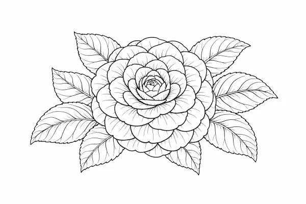 camellia flower coloring page for adults elegant camellia botanical illustration