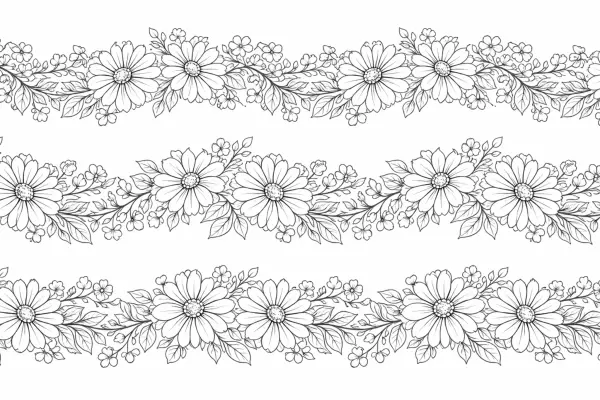 daisy chain floral pattern coloring page for adults repeating daisy flowers design