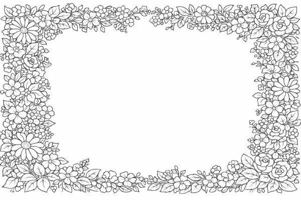 floral border frame coloring page for adults decorative botanical flower border