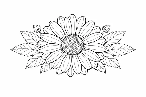 simple daisy bloom floral coloring page for adults printable botanical flower illustration