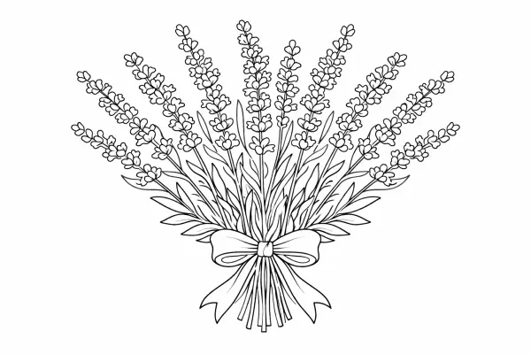 lavender stems botanical coloring page for adults relaxing floral line art