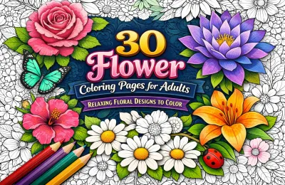 30 Flower Coloring Page Ideas for Adults (Stress Relief & Relaxing Designs)
