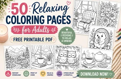 50 Relaxing Coloring Pages for Adults (Free Printables for Stress Relief)