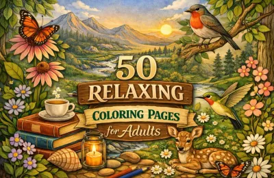 50 Relaxing Coloring Pages for Adults (Free Printables for Stress Relief)