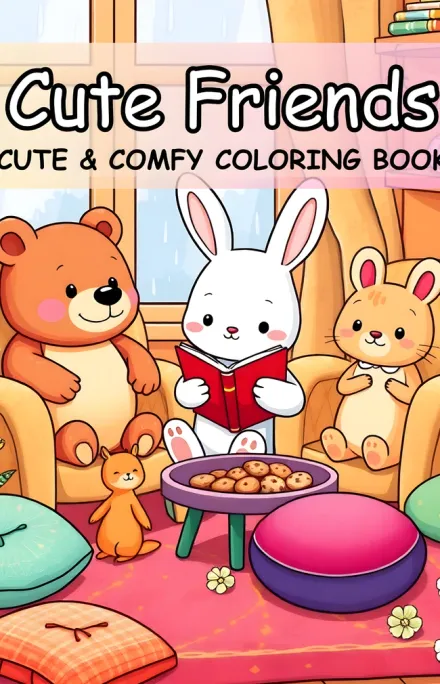 Cute Friends coloring book relaxing animal coloring pages