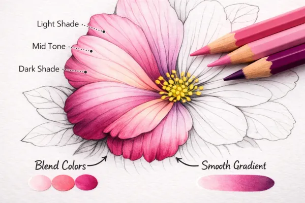 flower coloring shading technique