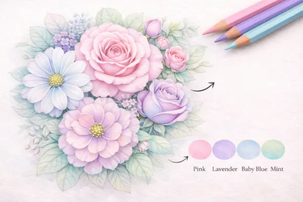 pastel flower coloring