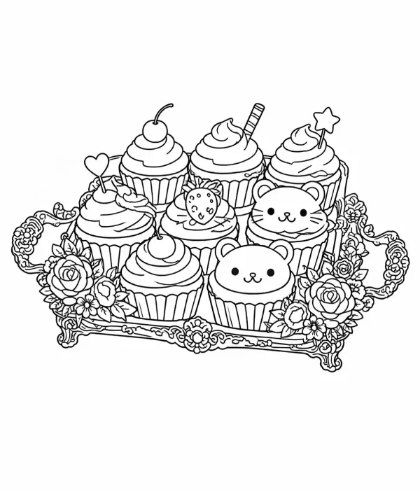 cozy coloring pages for adults cute bakery cupcakes coloring page printable cozy dessert coloring pages for adults