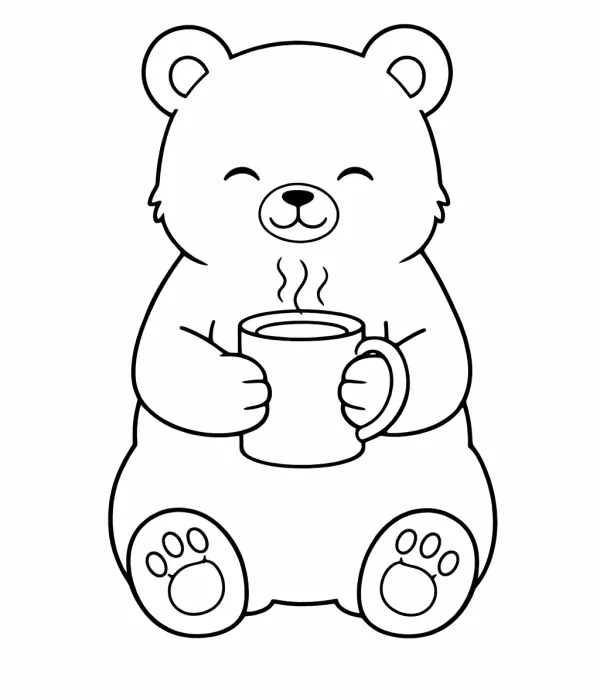 cozy coloring pages for adults bear with coffee mug coloring page printable relaxing cozy animal coloring pages for adults