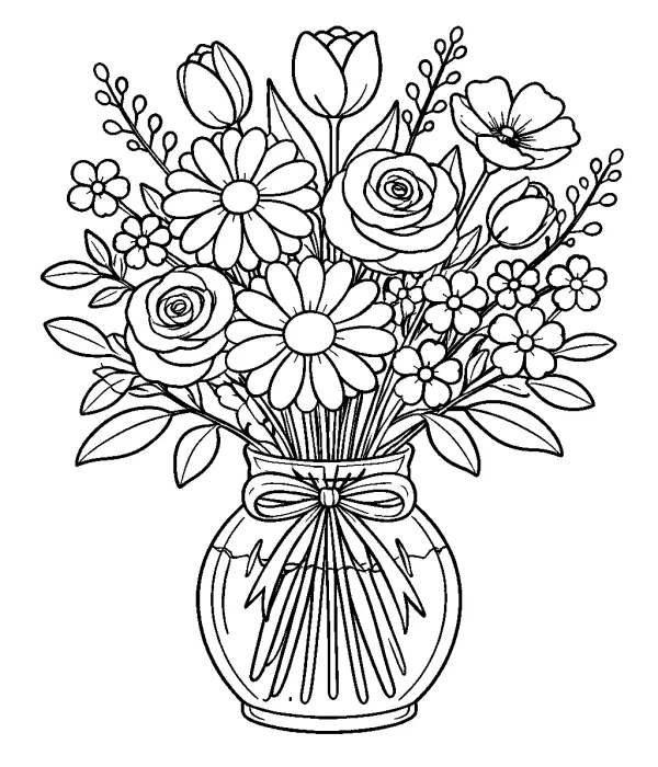 cozy coloring pages for adults garden flowers in vase coloring page printable floral coloring pages for adults cozy relaxing design