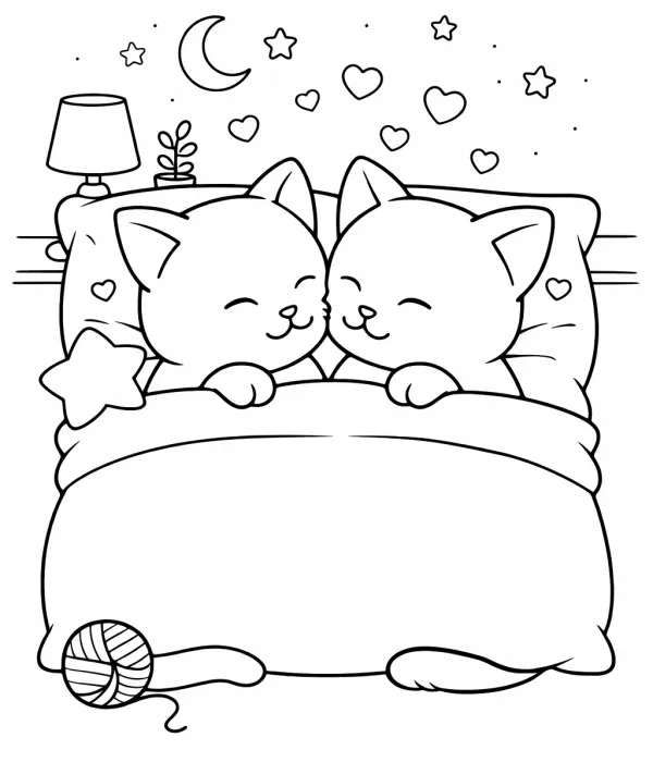 cozy coloring pages for adults two kittens pillow coloring page printable cozy cute relaxing coloring pages for adults