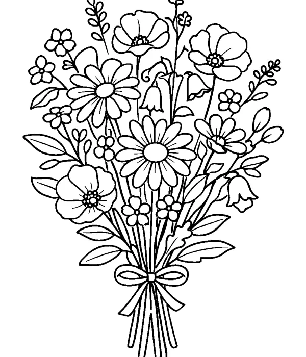 cozy coloring pages for adults wildflower bouquet coloring page printable floral coloring pages for adults relaxing nature design
