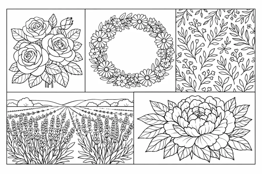 free printable floral coloring page for adults