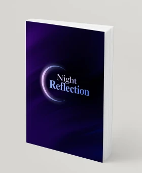 Night Reflection Journal cover — deep blue night gradient with a crescent moon