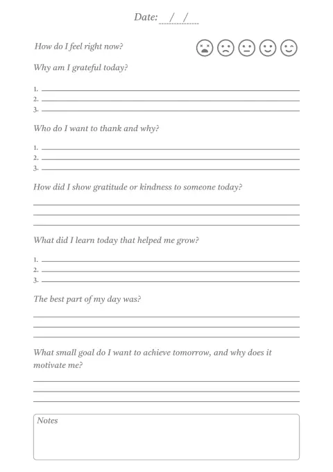 Inside page of the 90-day guided habit journal