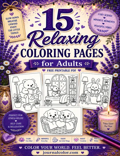 15 free flower coloring pages for adults printable PDF stress relief collection