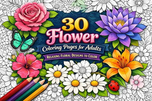 30 Flower Coloring Pages for Adults (Beautiful Floral Designs to Relax)