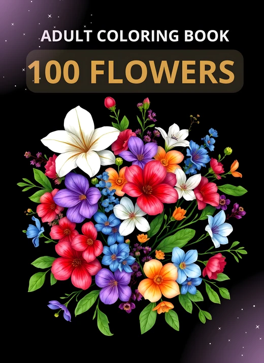 100 Flowers Coloring Book for Adults